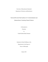 Total and diverted total synthesis of 2-aminoimidazole and quinazolinone containing natural products: a dissertation in Chemistry