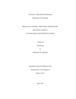 Proactive control, emotional distraction, and trait anxiety: an event related potential study : a thesis in Psychology