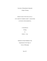 Predictors of psychological outcomes in former family caregivers of people with dementia: a dissertation in Nursing