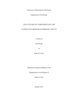 Use/attitudes of complementary and alternative medicine in emerging adults: a thesis in Psychology