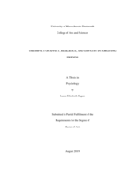 The impact of affect, resilience, and empathy in forgiving friends: a thesis in Psychology