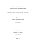 Spirituality as a human rights issue: towards a just education : a dissertation in Educational Leadership and Policy Studies