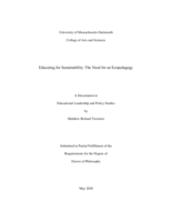 Educating for sustainability: the need for an ecopedagogy : a dissertation in Educational Leadership and Policy Studies