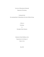 Cracking the joke: re-examining humor's relationship with creative problem solving : a thesis in Psychology