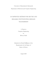 An improved method for secure and reliable cryptosystem message transmission: a thesis in Computer Engineering
