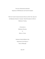 What four teacher evaluation instruments measure and how they align with the mathematics education community's shared prescriptions for effective mathematics teaching: a dissertation in Mathematics Education