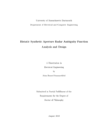 Bistatic synthetic aperture radar ambiguity function analysis and design: a dissertation in Electrical Engineering