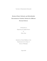 Reduced basis methods and hybridizable discontinuous galerkin method for efficient forward solvers: a dissertation in Engineering and Applied Science 