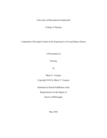 A qualitative descriptive study of the experiences of living kidney donors: a dissertation in Nursing