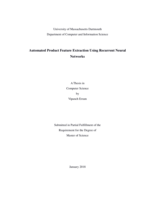 Automated product feature extraction using recurrent neural networks: a thesis in Computer Science