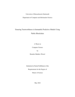 Ensuring trustworthiness in immutable predictive models using public blockchain: a thesis in Computer Science