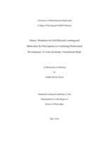 Nurses' readiness for self-directed learning and motivation for participation in continuing professional development: a cross-sectional, correlational study : a dissertation in Nursing