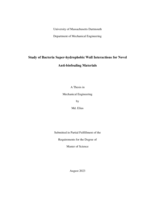 Study of bacteria super-hydrophobic wall interactions for novel anti-biofouling materials: a thesis in Mechanical Engineering