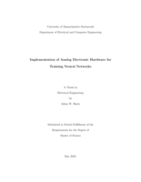 Implementation of analog electronic hardware for training neural networks: a thesis in Electrical Engineering