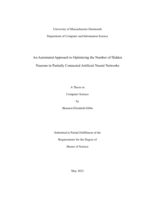 An automated approach to optimizing the number of hidden neurons in partially connected artificial neural networks: a thesis in Computer Science