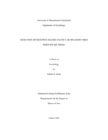 Detection of deceptive mating tactics: do we know them when we see them? : a thesis in Psychology
