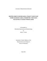 Modified osmotic and mechanical fragility assays and sysmex advanced clinical parameters: their use in evaluation of the RBC storage lesion : a dissertation in Biomedical Engineering and Biotechnology