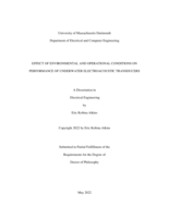 Effect of environmental and operational conditions on performance of underwater electroacoustic transducers: a dissertation in Electrical Engineering