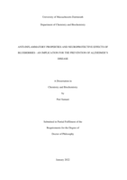 Anti-inflammatory properties and neuroprotective effects of blueberries - an implication for the prevention of Alzheimer's disease: a dissertation in Chemistry and Biochemistry