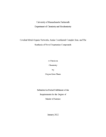 Covalent metal-organic networks, amine coordinated complex ions, and the synthesis of novel tryptamine compounds: a thesis in Chemistry