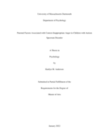 Parental factors associated with context-inappropriate anger in children with Autism Spectrum Disorder: a thesis in Psychology