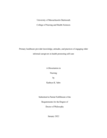 Primary healthcare provider knowledge, attitudes, and practices of engaging older informal caregivers in health promoting self-care: a dissertation in Nursing