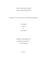 Transition to long term care for elders with dementia: a dissertation in Nursing