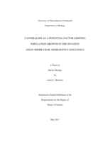 Cannibalism as a potential factor limiting population growth in the invasive Asian shore crab, Hemigrapsus sanguineus: a thesis in Marine Biology