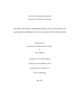 The effect of specific admissions devices, such as the Graduate Management Admission Test (GMAT) on MBA student populations: a dissertation in Educational Leadership and Policy Studies