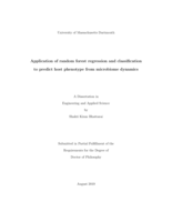 Application of random forest regression and classification to predict host phenotype from microbiome dynamics: a dissertation in Engineering and Applied Science