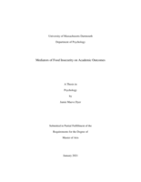 Mediators of food insecurity on academic outcomes: a thesis in Psychology