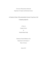 An empirical study of recommendation systems using fuzzy soft computing approach: a thesis in Computer Science