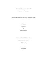 Anger regulation, health, and culture: a thesis in Psychology