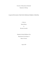 Long-term movements of Indo-Pacific bottlenose dolphins in Shark Bay: a thesis in Marine Biology