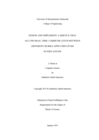 Design and implement a service that allows real-time communication between different mobile apps using push notifications: a thesis in Computer Science
