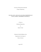 Viscoelastic and in-plane shear properties of novel energy absorbing materials: a thesis in Mechanical Engineering