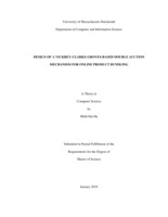Design of a Vickrey-Clarke-Groves-based double auction mechanism for online product bundling: a thesis in Computer Science