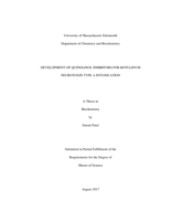 Development of quinolinol inhibitors for botulinum neurotoxin type A intoxication: a thesis in Biochemistry