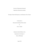 The impact of early field experiences on the retention of new teachers: a dissertation in Educational Leadership and Policy Studies