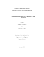 Cloud based wireless health and its application of sleep monitoring: a thesis in Computer Engineering