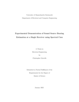 Experimental demonstration of sound source bearing estimation at a single receiver using spectral cues: a thesis in Electrical Engineering