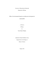 Effect of environmental hypoxia on embryonic development in anemonefish: a thesis in Biology