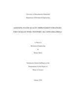Assessing water quality improvement strategies for Cockeast Pond, Westport, MA using RMA2/RMA4: a thesis in Mechanical Engineering