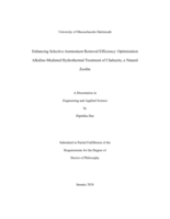 Enhancing selective ammonium removal efficiency: optimization alkaline-mediated hydrothermal treatment of chabazite, a natural zeolite : a dissertation in Engineering and Applied Science