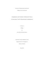 Using species-level variation in behavioral traits as a conservation tool for Massachusetts lepidopterans: a thesis in Biology