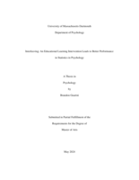 Interleaving: an educational learning intervention leads to better performance in statistics in psychology : a thesis in Psychology