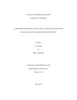 Understanding mental health content on TikTok: exploring misinformation and stereotypes among non-suicidal self-injury TikTok videos : a thesis in Psychology
