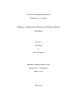 Mediators of relationship satisfaction in resilient, married individuals: a thesis in Psychology