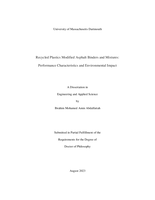 Recycled plastics modified asphalt binders and mixtures: performance characteristics and environmental impact : a dissertation in Engineering and Applied Science