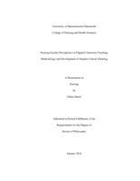Nursing faculty perceptions on flipped classroom teaching methodology and development of student critical thinking: a dissertation in Nursing